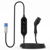 Nouveau chargeur EV portable 16A avec prise CEE bleue industrielle Type 2 Norme européenne 3,5 kW 32A Sortie réglable