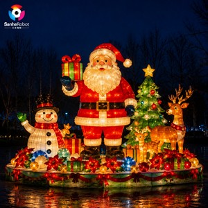 Lanterne géante de Noël extérieure en soie avec affichage du Père Noël, sculpture lumineuse animée de rennes et pingouins à LED <span class=keywords><strong>pour</strong></span> <span class=keywords><strong>parc</strong></span> à thème - Product Image 5