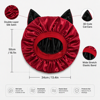 Bonnet de nuit en satin personnalisé OEM 34 cm, grand format, réversible, avec bande élastique extensible, pour le soin des cheveux, la beauté, le spa, le maquillage et l'usage quotidien