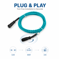 Câble industriel réutilisable tressé en spirale avec connecteur rapide pour réseau TCP, pour capteur de détection de fuite d'eau dans les installations CVC