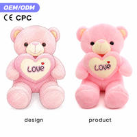 Ours en peluche personnalisé tenant un cœur, directement de l'usine, entièrement rembourré ou en peau de peluche non rembourrée, pour la vente en gros, faible MOQ, fourniture OEM ODM
