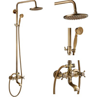 Ensemble de pommeau de douche à jet de pluie mural rétro dissimulé en laiton antique européen en céramique antique pour robinets de bain-douche pour