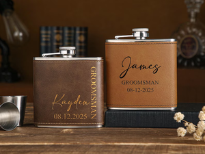 En stock aux États-Unis : Gourde à whisky en acier inoxydable avec étui en cuir, Flagon de voyage pour whisky et vin, Ensemble de verrerie pour homme - Product Image 4
