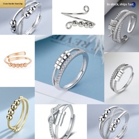 Bague rotative infinie, best-seller transfrontalier, design minimaliste en forme de huit, accents en zircon, ambiance premium, anti-stress