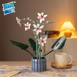 Zuanma Orchid Flower Plastic <b>Building</b> <b>Block</b> Set 400-800 Pieces High Simulation Potted Plant Desktop Ornament Birthday Gift - Product Image 5