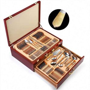 Hot Sale Restaurant Silverware Silver Gold Plated 72 Pcs Cutlery Set Stainless Steel Tableware Spoon Fork Knife Flatware Set - Product Image 1