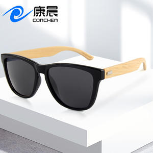 Gafas de Sol de Madera de Bambú, Montura Ovalada Negra, Protección UV400, Unisex, Gafas de Moda, Hechas en Wenzhou - Product Image 3