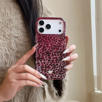 Poudre de paillettes, sequins rose, imprimé léopard, adapté pour iPhone 18 Pro Max, coque de téléphone 17, coque tout-en-un IMD pour iPhone 14/15