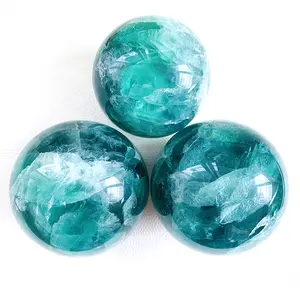 Bola de cristal natural de la suerte, energía curativa, esfera de fluorita verde, precio al por mayor