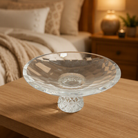 Bol à fruits en cristal sur pied, verre taillé avec motif gravé, plateau décoratif, bol sur support en cristal hautement transparent, Yongkang Home Table