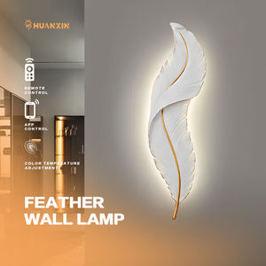 Design creativo moderno piuma camera da letto comodino soggiorno sfondo lampada da parete a Led resina decorativa 90cm rotonda illuminazione nordica - Product Image 1