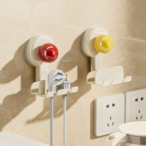 Suction Cup Plug Holder Wall Mounted No Drill Storage Organizer Anti Loosening Kitchen Appliance Power Cord Socket Hook - Product Image 1
