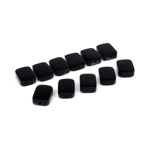 Natural Black Onyx Rectangle Cushion 0.8ミリメートルHole Beads 14 × 10ミリメートル80 Cts 11 Pcs Lot Loose Gemstone