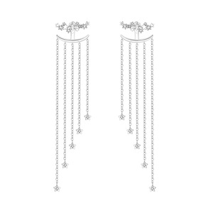 ต่างหูแบบติดหูทรงพู่ "Starry Night" สีขาวทองแดง ขายดี ดีไซน์สองแบบ โดดเด่นและหรูหรา - Product Image 1