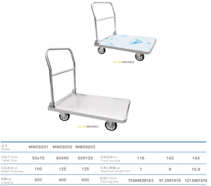 Chariot à plateforme pliable en acier inoxydable 50x70cm 200KG avec roues en PVC de 4 pouces, chariot utilitaire robuste pour l'industrie et l'entreposage - Product Image 6