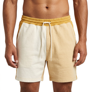 Color Blocked Sporty Canvas Cotton Drawstring Breathable Mid Waist Casual Knitted <b>Shorts</b> for <b>Men</b> with Pockets - Product Image 3