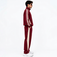 Ensemble de survêtement deux pièces léger pour homme, personnalisé en usine OEM, en polyester et coton, avec veste zippée patchwork et pantalon de jogging