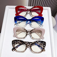 Gafas de lectura de ojo de gato con montura completa para mujer, con degradado y estampado de leopardo, ligeras, cómodas, a la moda, para presbicia, venta al por mayor