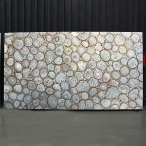 GOLDTOP Agate blanche translucide polie de luxe, pierre semi-précieuse naturelle, grande dalle, design moderne pour hôtels et villas - Product Image 3
