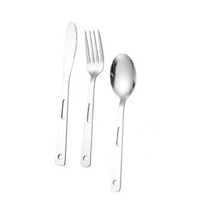 ชุดช้อนส้อมมีดสแตนเลสพกพา 3 ชิ้น สำหรับการเดินทาง ปิกนิก และแคมป์ปิ้ง - Product Image 1