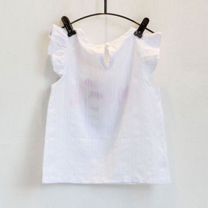 Camisa Blanca con Volantes para Niña, Ropa Infantil RTS MORE Print, Camisa Rosa Sólida para Niña, Ropa Infantil al por Mayor con Cinturón - Product Image 4