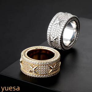 Anillo de Plata 925 con Cruz y Circonitas, Diseño Moderno, Banda Ancha para Hombre y Mujer, Regalo de Lujo para Boda y Aniversario - Product Image 1