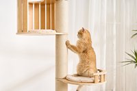 Arbre à chat spacieux pour appartement avec bras oscillant, hauteur réglable, grandes surfaces plates, arbre à chat du sol au plafond pour chats, tour à chat