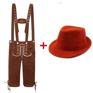 Conjunto de Lederhosen y Sombrero Azul para Hombre, Estilo Oktoberfest Alemán, Apto para las Cuatro Estaciones, Tratamiento Antiarrugas, para Disfraz de Festival de la Cerveza - Product Image 3