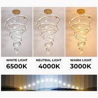 Lustre en cristal en spirale moderne sur mesure avec design LED pour villa, escalier, hall d'hôtel et projets de plafonds hauts