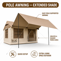 Nueva Carpa Glamping Profesional de Dos Habitaciones, 8.7m, Puerta Única, Cinco Ventanas, Resistente al Viento, Estable, de Oxford y PVC, para Playa y Senderismo
