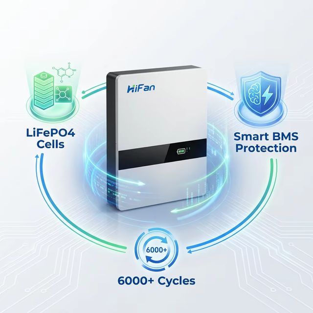 Solar Energy Battery 10.44kWh LiFePO4 48V Residential Wall-Mounted Powerwall IP65 6000 Cycle Life 90% DOD UN38.3 IEC62619 CE