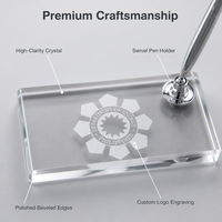 Ensemble de stylos en cristal gravés au laser avec logo personnalisé, support à stylos pour accessoires de bureau, cadeau d'affaires, souvenir