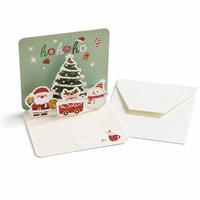 Tarjetas de Felicitación Navideñas 3D Pop-up con Logotipo Personalizado, Impresas en Offset, con Sobre, para Regalos Empresariales, Venta al Por Mayor