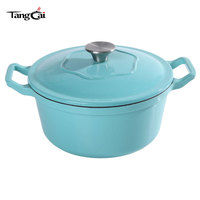 Cocotte en fonte émaillée 5QT avec deux poignées larges, grande marmite ronde, fourgonnette de cuisson, approvisionnement direct usine