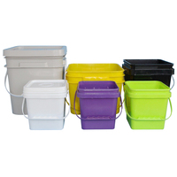 Seau en plastique recyclable de 18 L avec poignée, vente en gros, seau carré de 4 L, 5 L, qualité alimentaire, pour aliments pour animaux de compagnie, avec couvercles