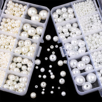 Kit de fabrication de bijoux artisanaux DIY avec 10 compartiments de perles en ABS de tailles variées, perles rondes et intercalaires lâches de 3 à 14 mm pour colliers, bracelets et boucles d'oreilles