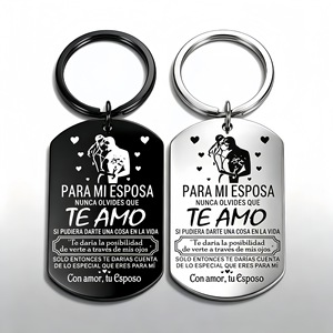 Llavero de Acero Inoxidable de Lujo con Placa de Identificación para Perro, Grabado con Mensaje de Amor en Español e Inglés, Llavero para Parejas, Regalo de Aniversario de Boda para <span class=keywords><strong>Mi</strong></span> <span class=keywords><strong>Esposa</strong></span> - Product Image 3