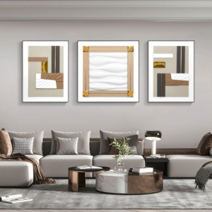 Peinture moderne simple décoration murale peinture abstraite triptyque peintures suspendues pour hôtel - Product Image 5