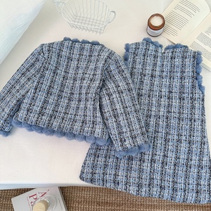 Ensemble de mode d'hiver de style français pour filles, nouveau <span class=keywords><strong>blazer</strong></span> en laine et haut de style bébé, jupe, ensemble deux pièces - Product Image 5