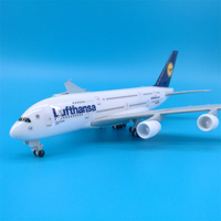 Modèle d'avion Airbus A380 de Lufthansa Airlines à l'échelle 1/400 en alliage de zinc de 18 cm avec train d'atterrissage et support d'exposition