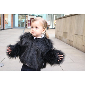 Pisello baby cappotto in pelliccia sintetica nera per bambini - Product Image 4