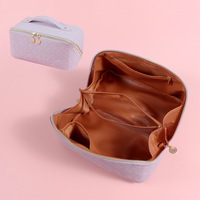 Grande trousse de maquillage matelassée, organiseur de cosmétiques portable, pochette imperméable avec poignée