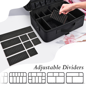 3 Layer <b>Makeup</b> Bag Professional <b>Makeup</b> <b>Case</b> Travel Cosmetic Organizer Large <b>Makeup</b> Artist Storage with Adjustable Dividers - Product Image 3
