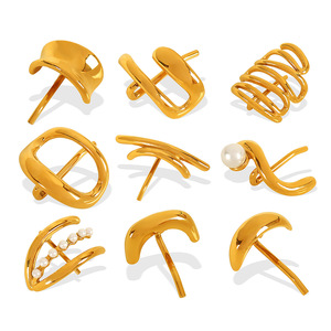 Pinzas de pelo geométricas de acero de titanio chapadas en perlas para uso diario con cola de caballo - Product Image 5