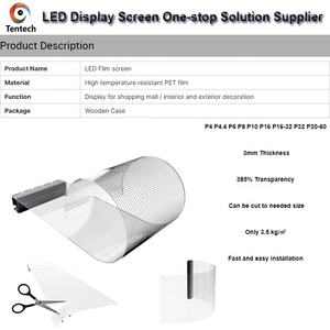Tentech Fábrica Publicidad Videotron Señalización digital Cartelera Pared flexible Pantalla de vidrio transparente Pantalla de película <span class=keywords><strong>LED</strong></span> enrollable - Product Image 5