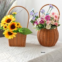 Panier cadeau en rotin plastique tressé fait main pour la Journée de la Femme, modèle N0022, pour les fleuristes