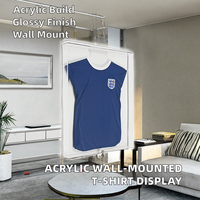 Étagère de présentation murale en acrylique transparent, cadre en lucite, présentoir pour t-shirt, maillot, chemise, vitrine
