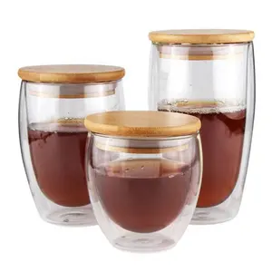 Çift duvarlı bardak cam 8 OZ yalıtımlı termal kupalar gözlük çay, kahve, Latte, Cappuccino, Cafe, süt