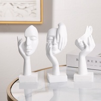 Décoration d'art abstrait moderne en résine, sculpture nordique abstraite, figurine de femme méditant, ensemble de décoration de table intérieure (3 pièces/ensemble)