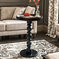 Petite table basse en bois massif de style rétro moderne minimaliste noire, table d'appoint pour canapé de salon design